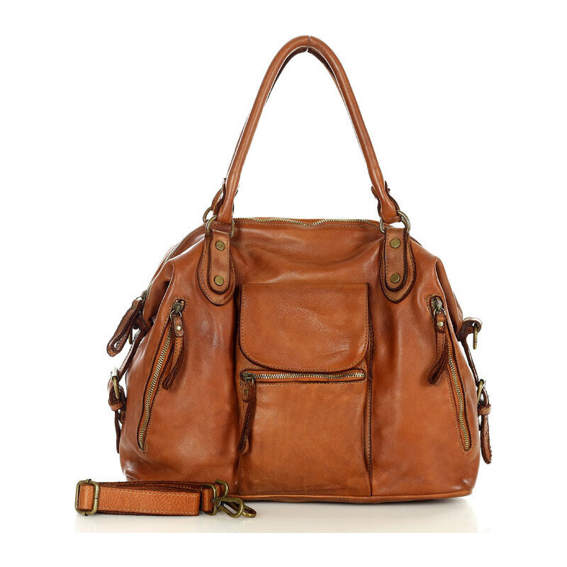 MARCO MAZZINI Karamelová bowling bag Hnědá 86421054