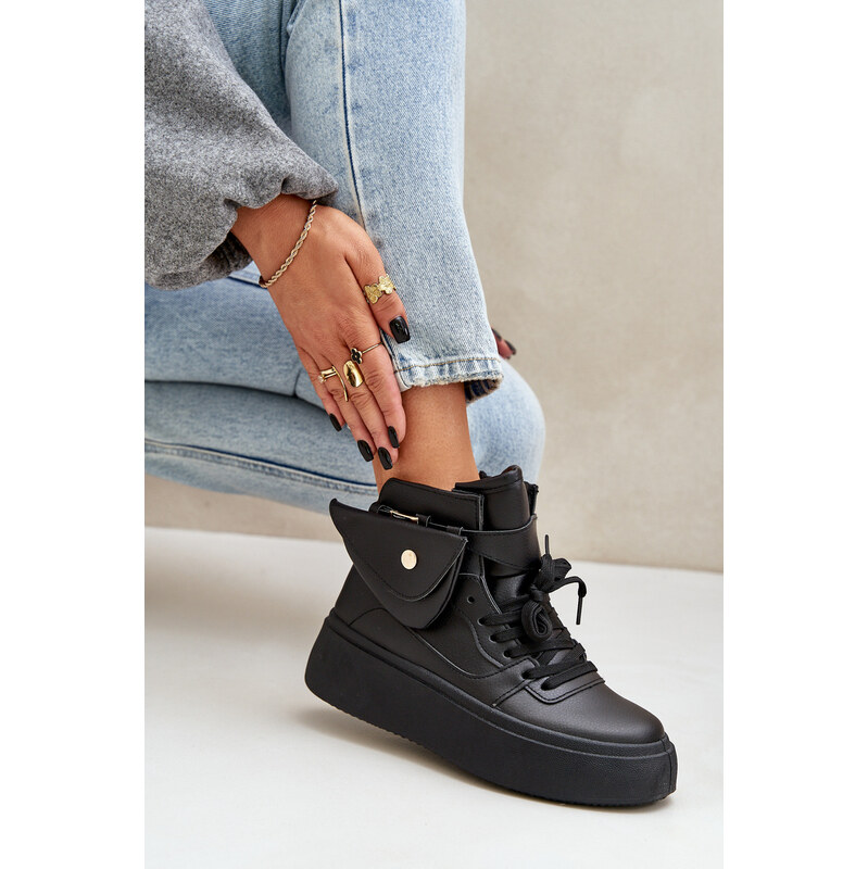 Boto PM1 Vysoké sneakersy s kapsou na platformě černé Saramis
