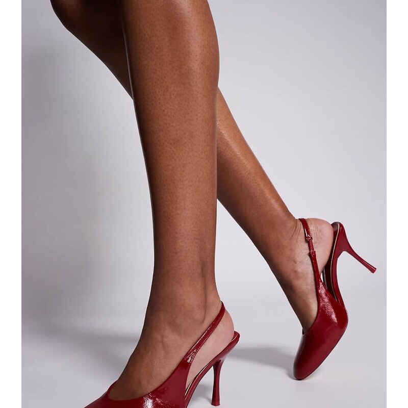 Public Desire Wide Fit Tilapia high vamp slingback heeled shoes in red 110956318