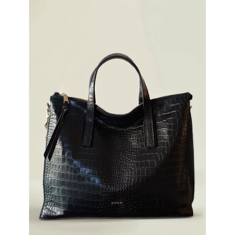Ripani Viviana kožená kabelka – černá, croco, A4 99273690
