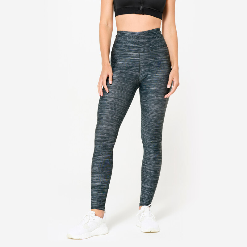 DOMYOS Dámské fitness legíny s vysokým pasem s potiskem 103849597