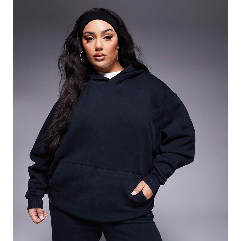 4505 Curve quick dry heavyweight training hoodie in washed black 115718628