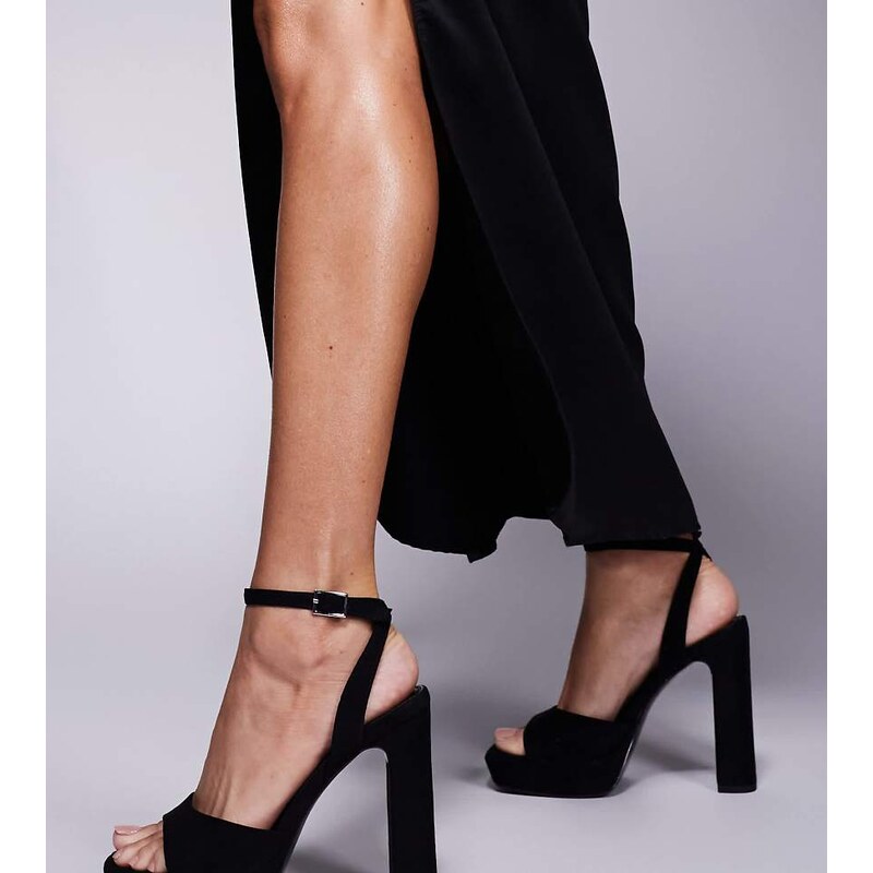 ASOS DESIGN Wide Fit Naples platform barely there block heeled sandals 104193889