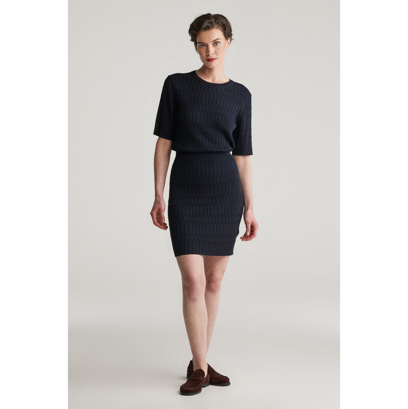 SUKNĚ GANT TEXTURED KNITTED SKIRT EVENING BLUE