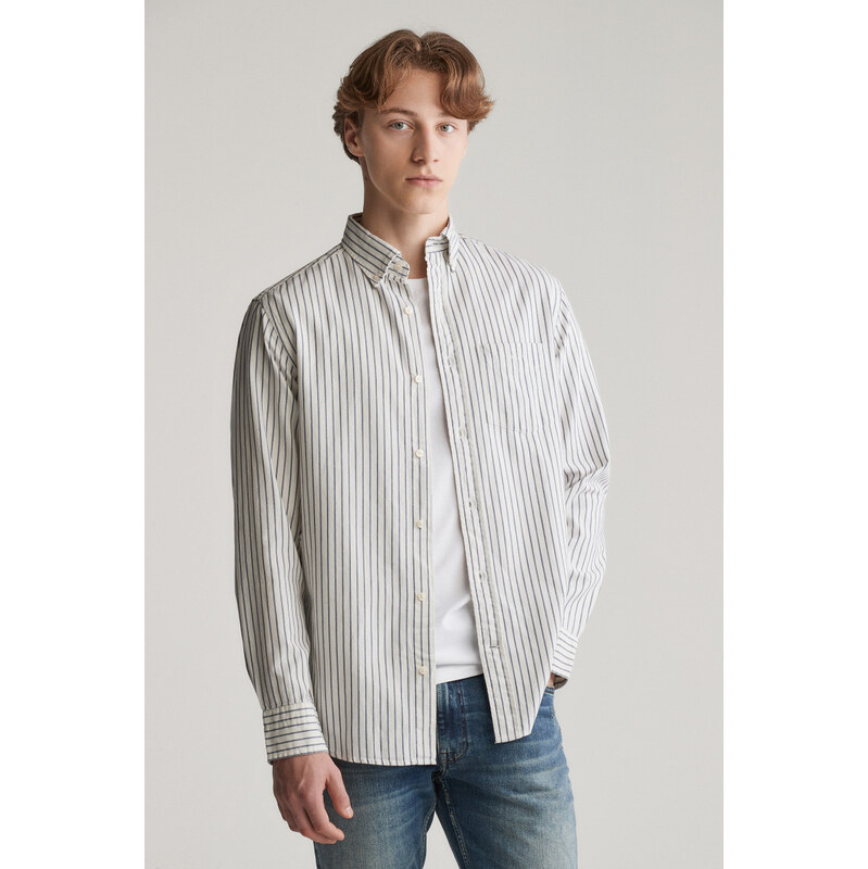 KOŠILE GANT REG ARCHIVE OXFORD STRIPE SHIRT EGGSHELL