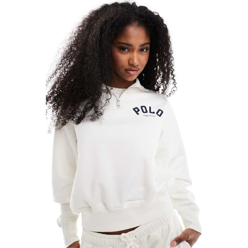 Polo Ralph Lauren co-ord half zip sweatshirt in off white