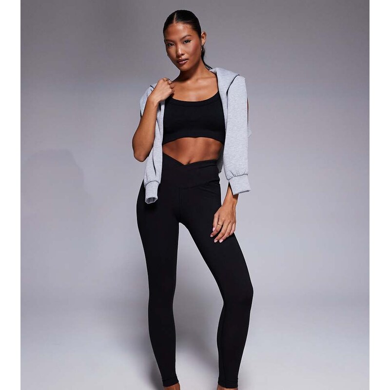 4505 Petite Icon soft touch wrap waist yoga legging in black 115718649