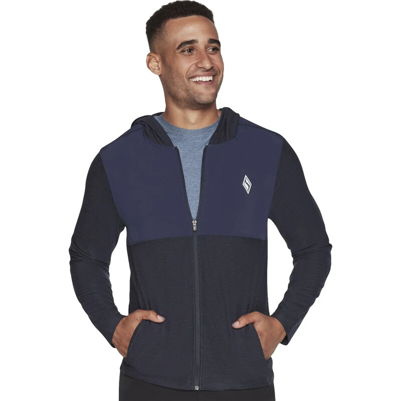 Tmavě modrá pánská mikina Skechers Ultra Go Lite Full Zip Hoodie