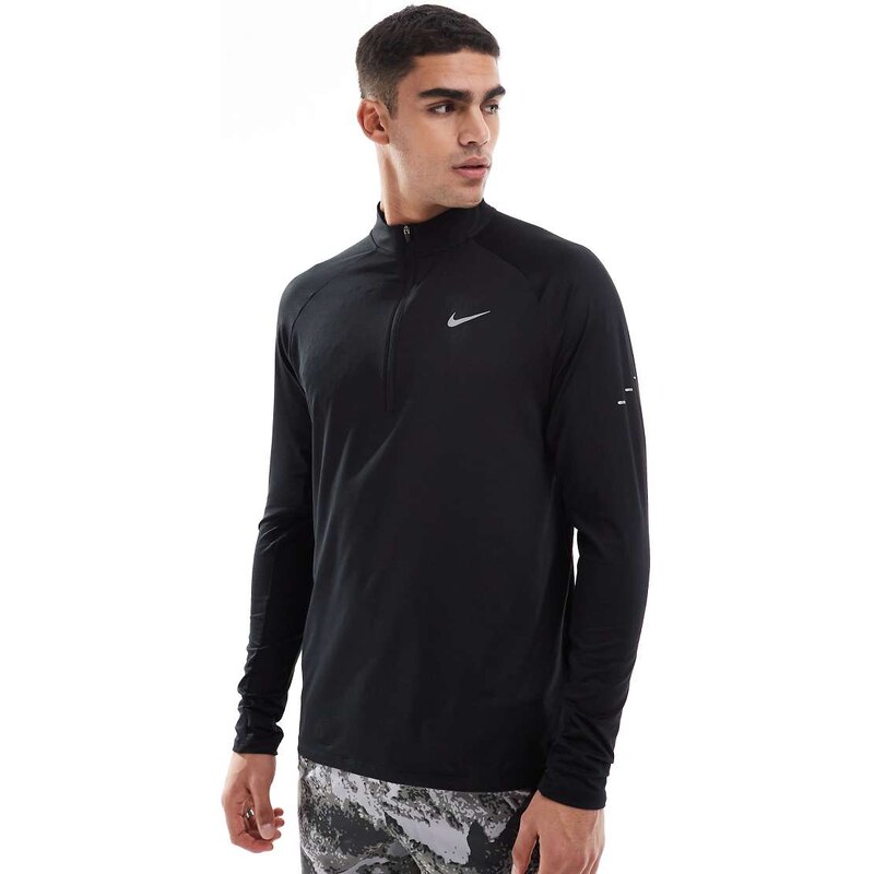 Nike Running Stride Dri-FIT half zip longsleeve top in black