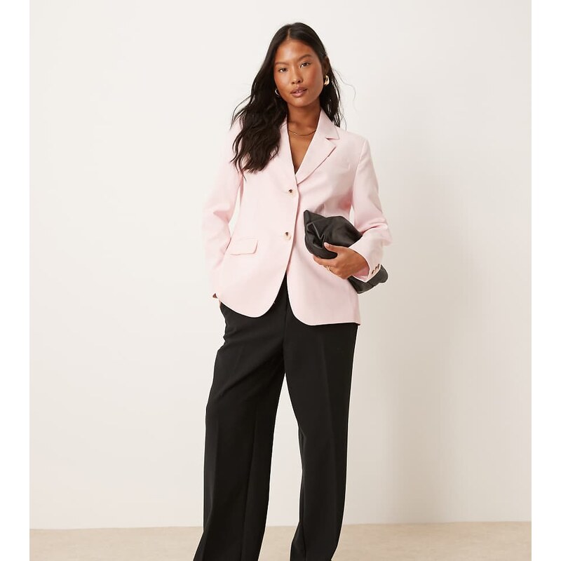 Miss Selfridge Petite essential oversized blazer in pastel pink 115733396
