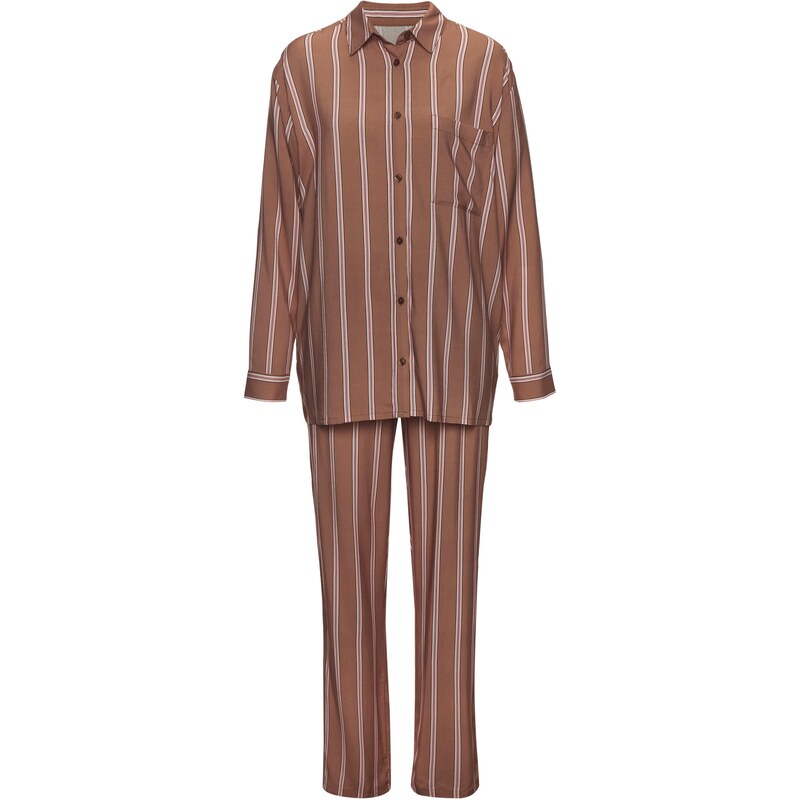LASCANA Pyžamo hnědá / lilek / světle růžová / bílá 104240277