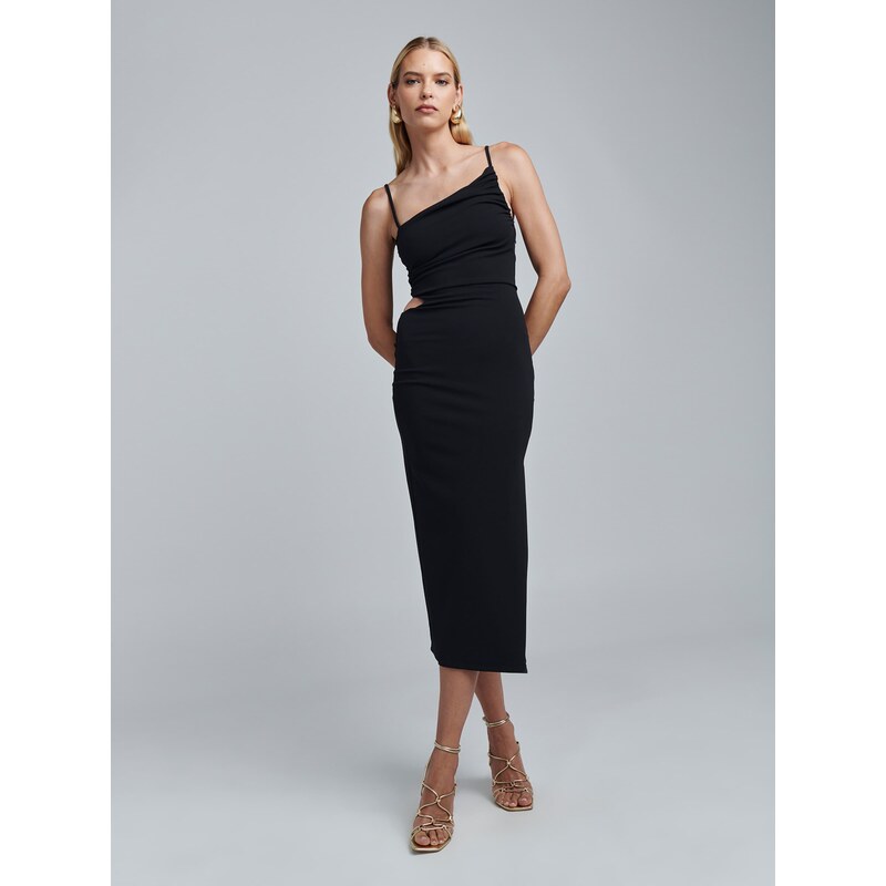 BWLDR Společenské šaty HALLON MIDI DRESS černá