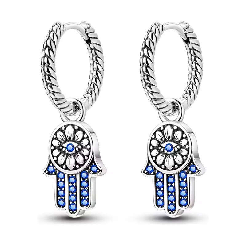 GRACE Silver Jewellery Stříbrné náušnice se symbolem Fatimy (Hamsa) - 103930173