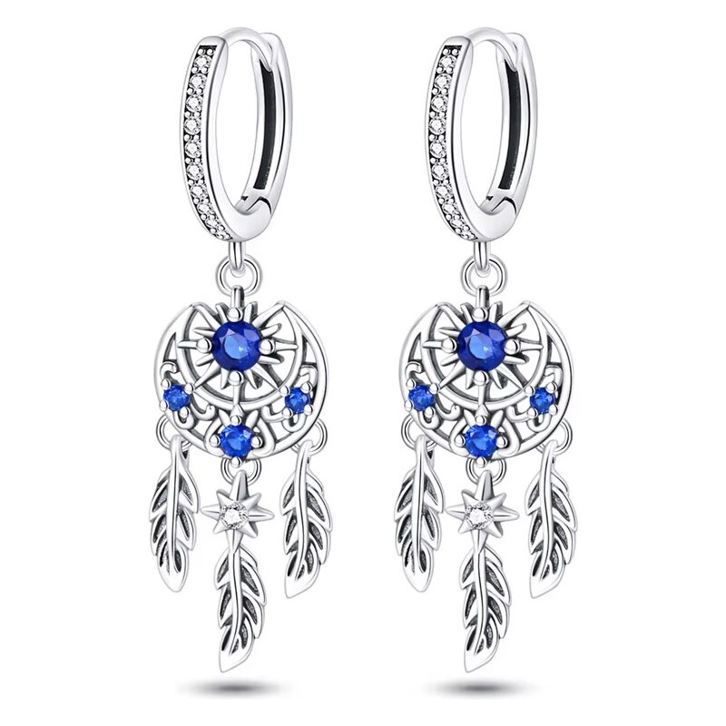 GRACE Silver Jewellery Stříbrné náušnice ve tvaru lapače snů -