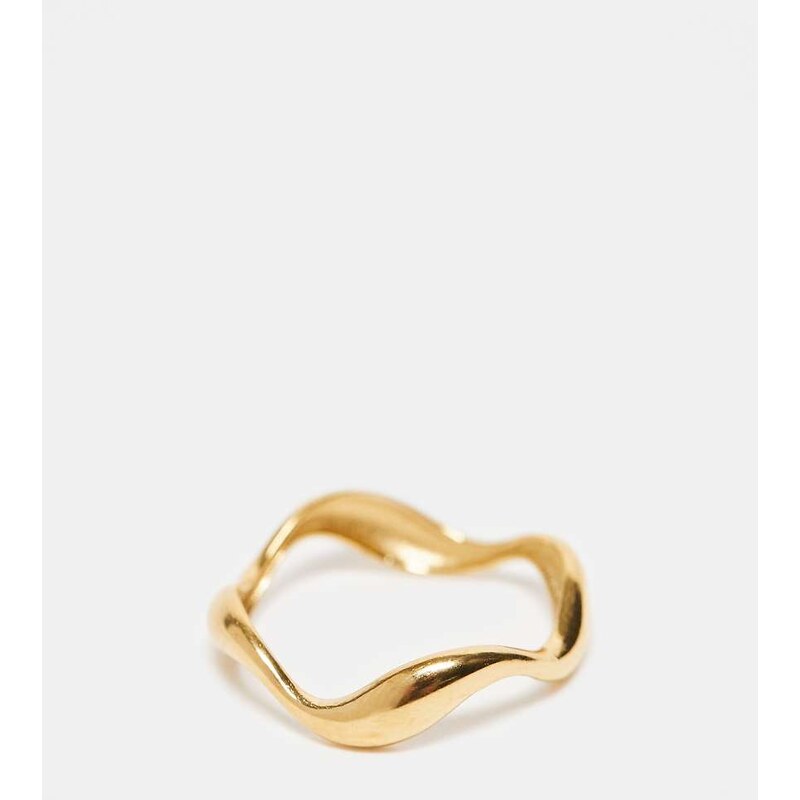 Lost Souls stainless steel 18ct gold plated wavy band ring 115711430
