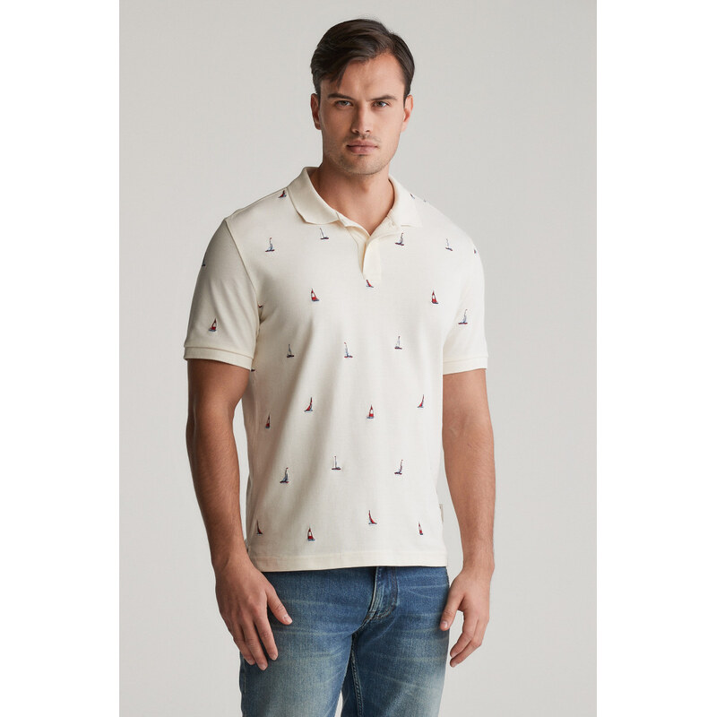 POLOKOŠILE GANT EMBROIDERED GRAPHIC POLO CREAM