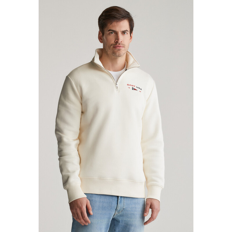 MIKINA GANT GRAPHIC HALF ZIP CREAM