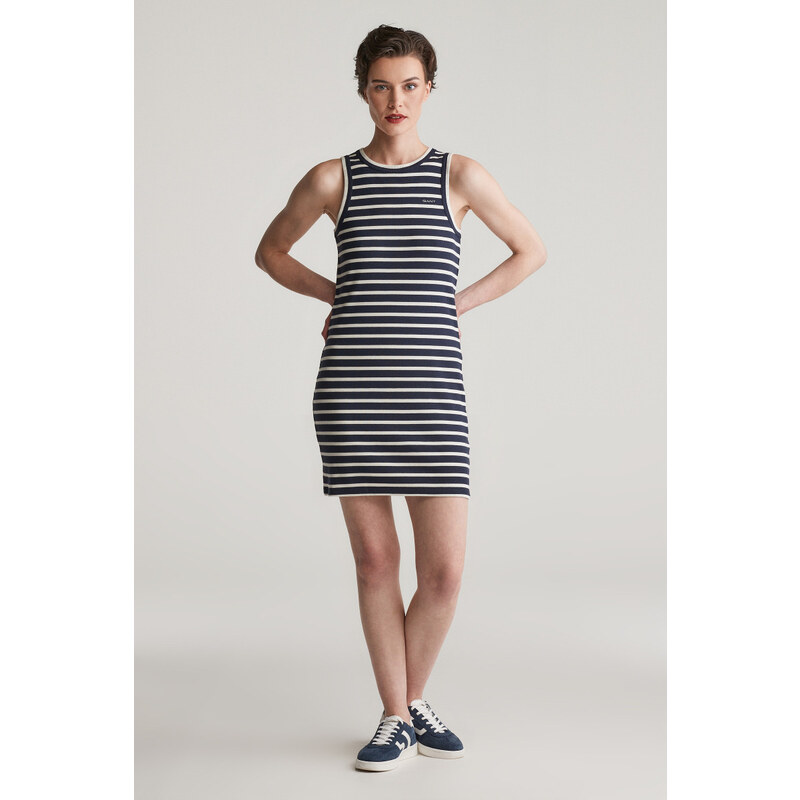 ŠATY GANT STRIPED TANK JERSEY DRESS EVENING BLUE
