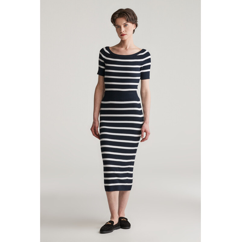 SUKNĚ GANT STRIPED THIN KNIT SKIRT EVENING BLUE