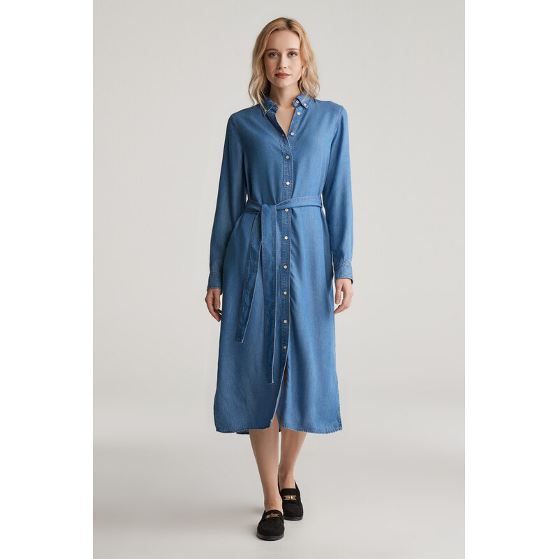 ŠATY GANT REG CHAMBRAY SHIRT DRESS LIGHT INDIGO 104356754