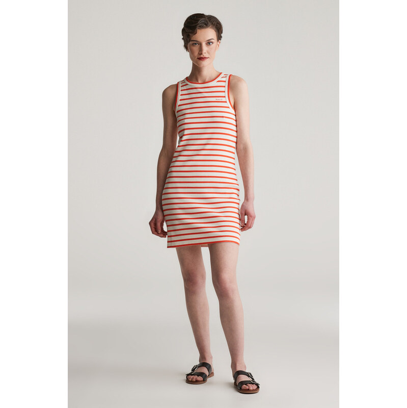 ŠATY GANT STRIPED TANK JERSEY DRESS ORANGE RED