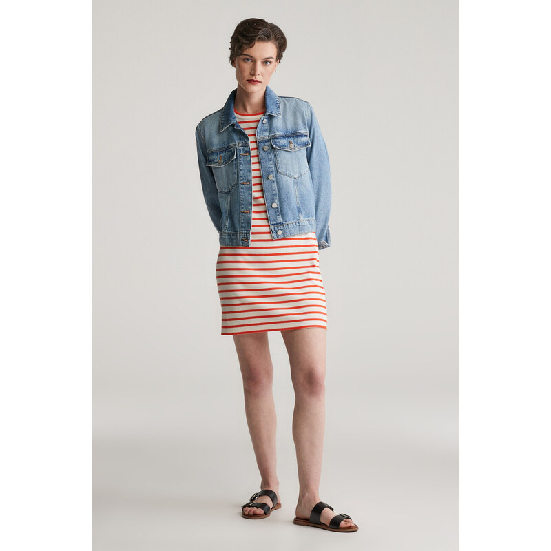 ŠATY GANT STRIPED TANK JERSEY DRESS ORANGE RED