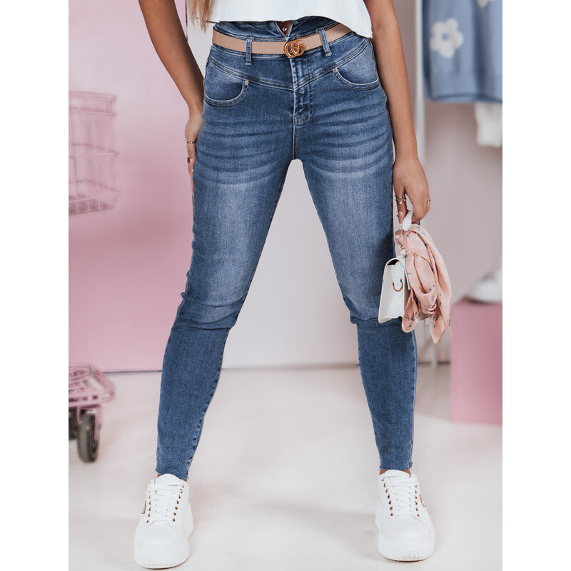 BASIC Tmavě modré dámské skinny džíny s vysokým pasem BLUESTYL