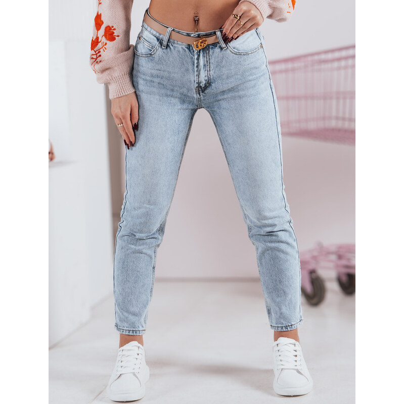 BASIC Světle modré dámské džíny s vysokým pasem MODERTIA Denim