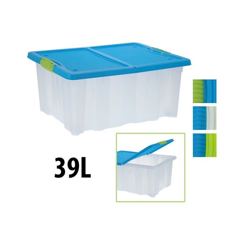 Úložný box s klip víkem 39 l plastový 60x40x27 cm modrá ProGarden KO-Y54630200modr