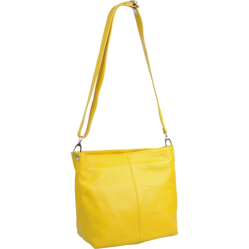 Žlutá kožená italská crossbody kabelka Prisca Gialla Chiaro