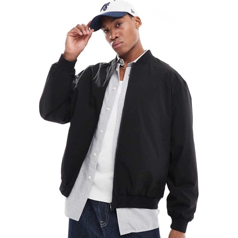 Jack & Jones oversized bomber jacket in black