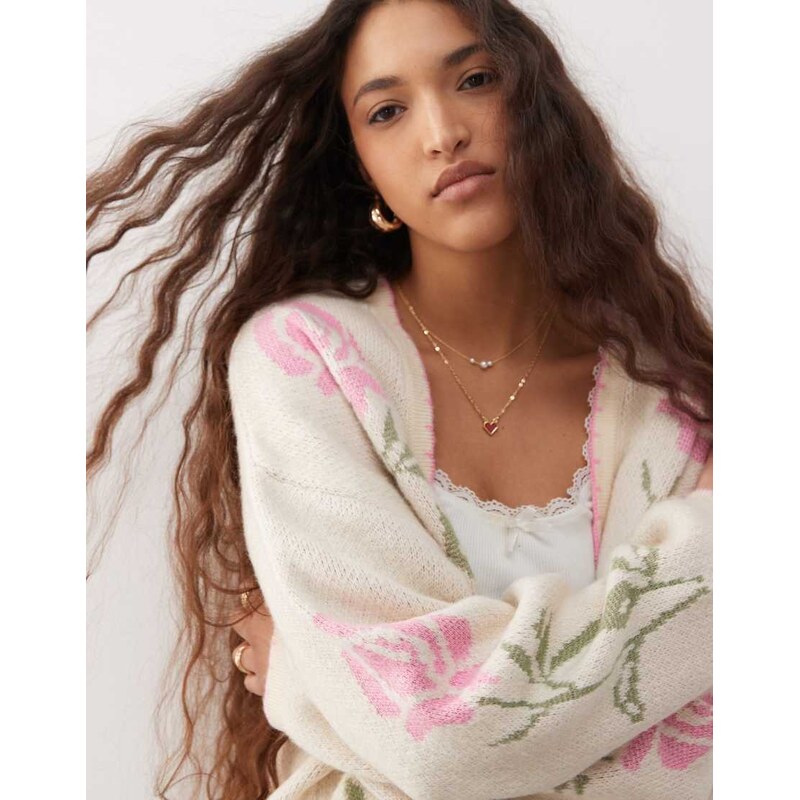 Miss Selfridge floral edge to edge cardigan-Multi