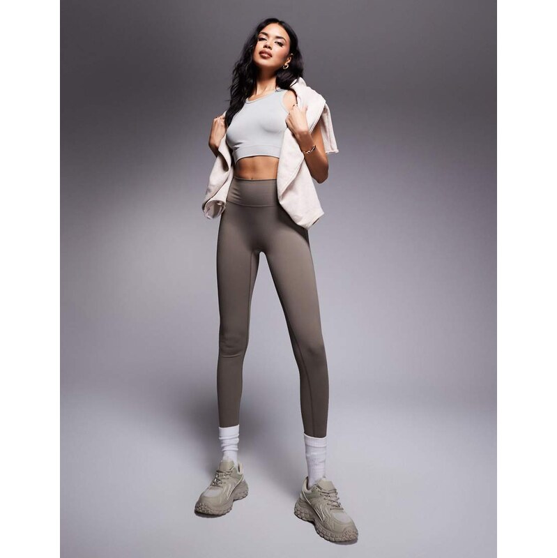 The Couture Club co-ord sculpting stretch emblem leggings in chocolate 110761450
