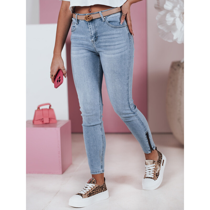 BASIC Světle modré skinny džíny s ozdobným zapínáním ZIPSTYLE