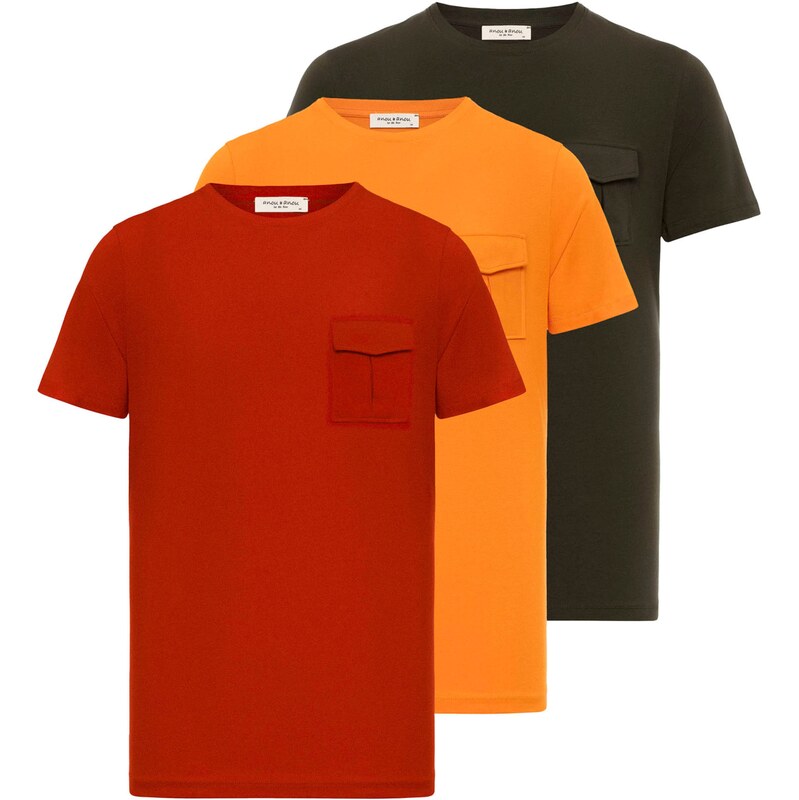 Anou Anou Tričko tmavě zelená / oranžová / krvavě červená