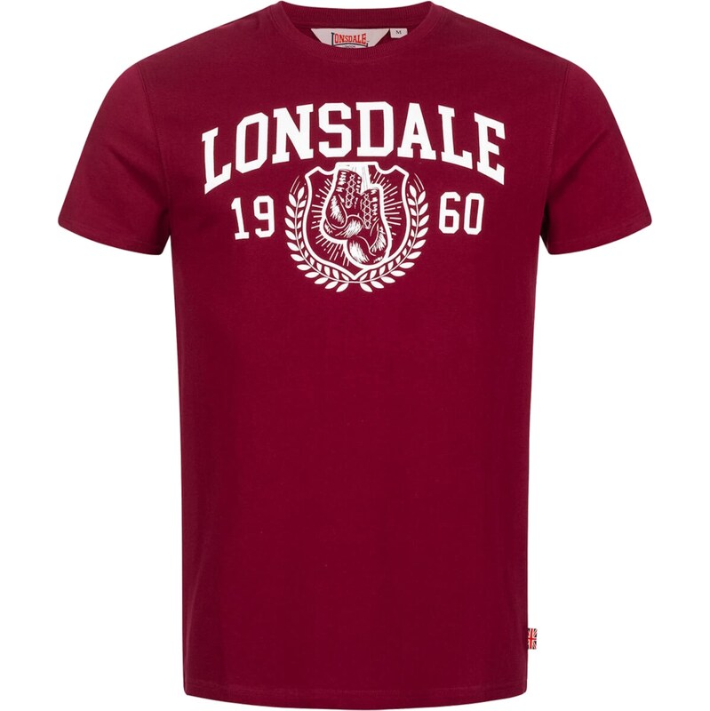 LONSDALE Tričko Staxigoe tmavě červená / bílá