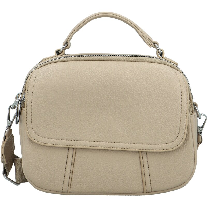 MaxFly Trendy dámská koženková crossbody kabelka Badamia, béžová