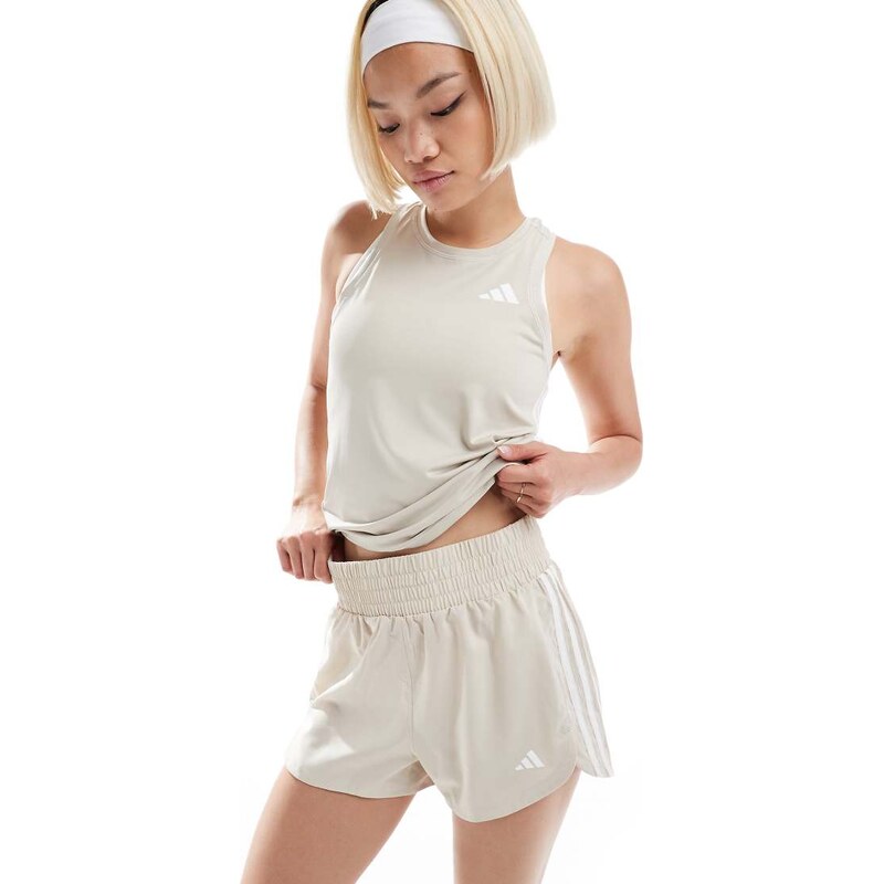 adidas performance adidas Training high waist pacer short in stone 103962584