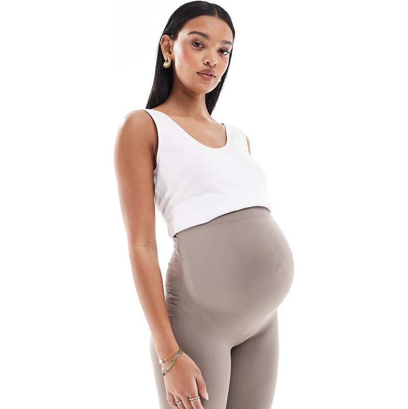 Mama.licious Mamalicious Maternity seamless shorts in taupe-Neutral 115667072