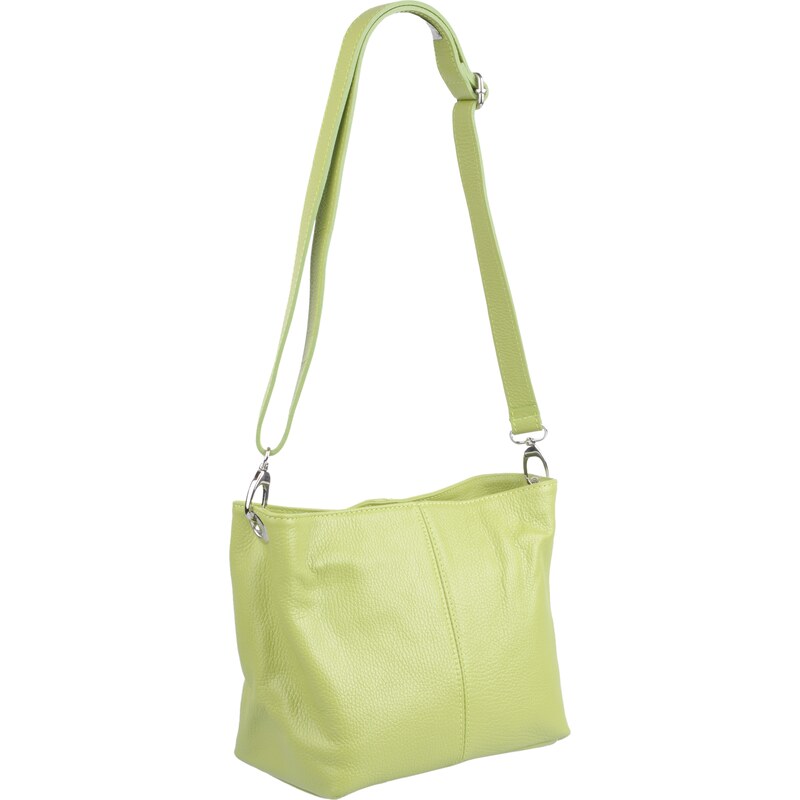Zelená kožená italská crossbody kabelka Batilda Verde Segnale