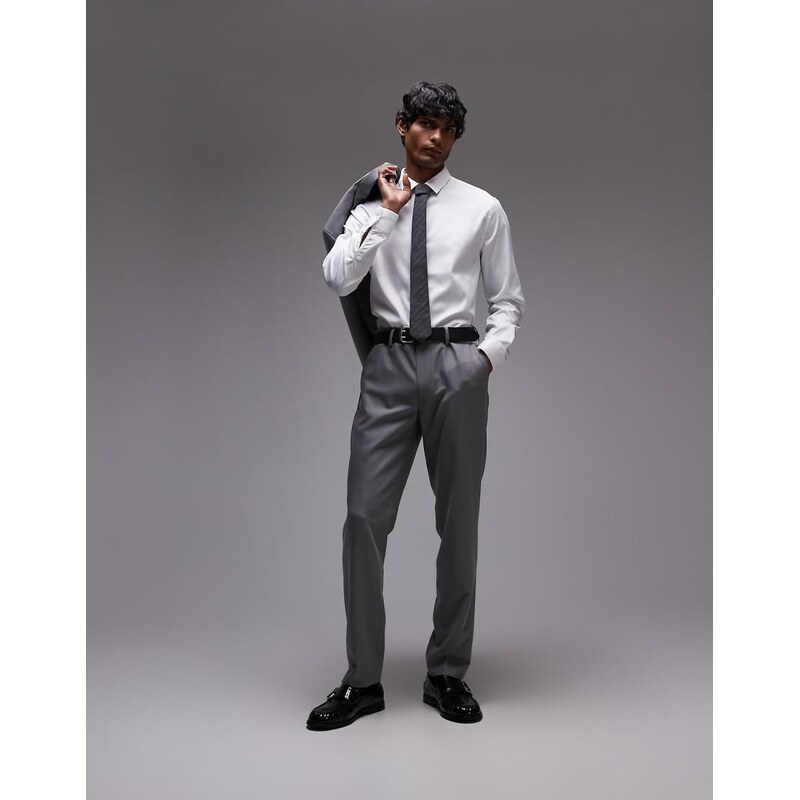 Topman slim suit trousers in grey