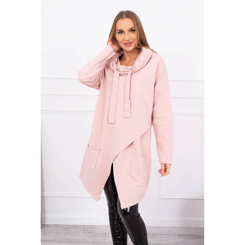 Oversize tunika s obálkou 16546 starorůžová - Kesi 103979565