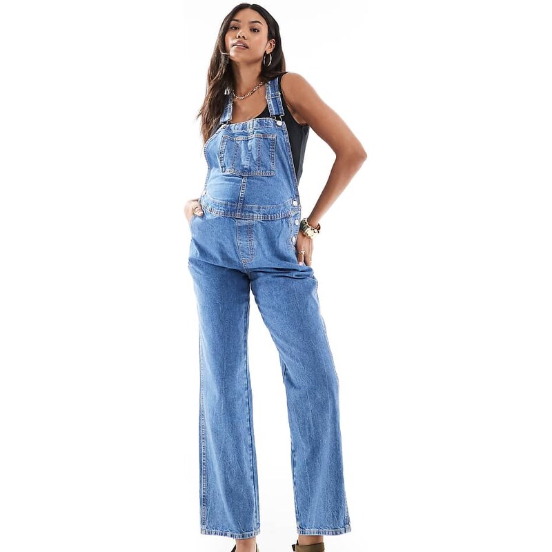 ASOS Maternity ASOS DESIGN Maternity denim dungaree in mid blue 104004857