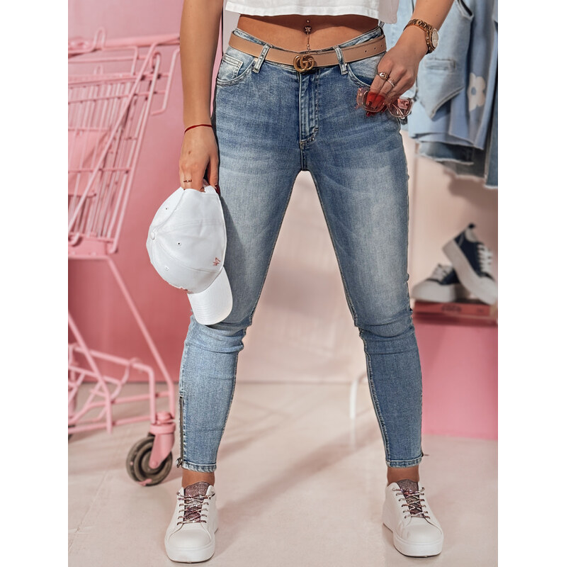 BASIC Dámské skinny džíny se zipy na nohavicích DENZEL Denim vzor 104007157