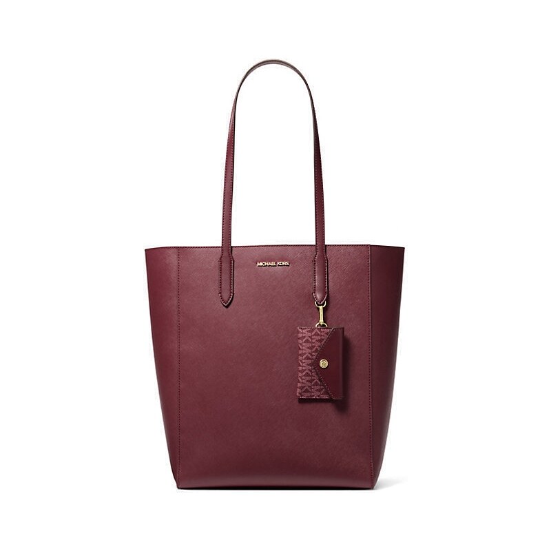 Michael Kors Vincent large kožená kabelka s pouzdrem vínová