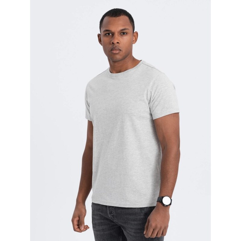 Ombre Clothing Bavlněné klasické šedé tričko s krátkým rukávem