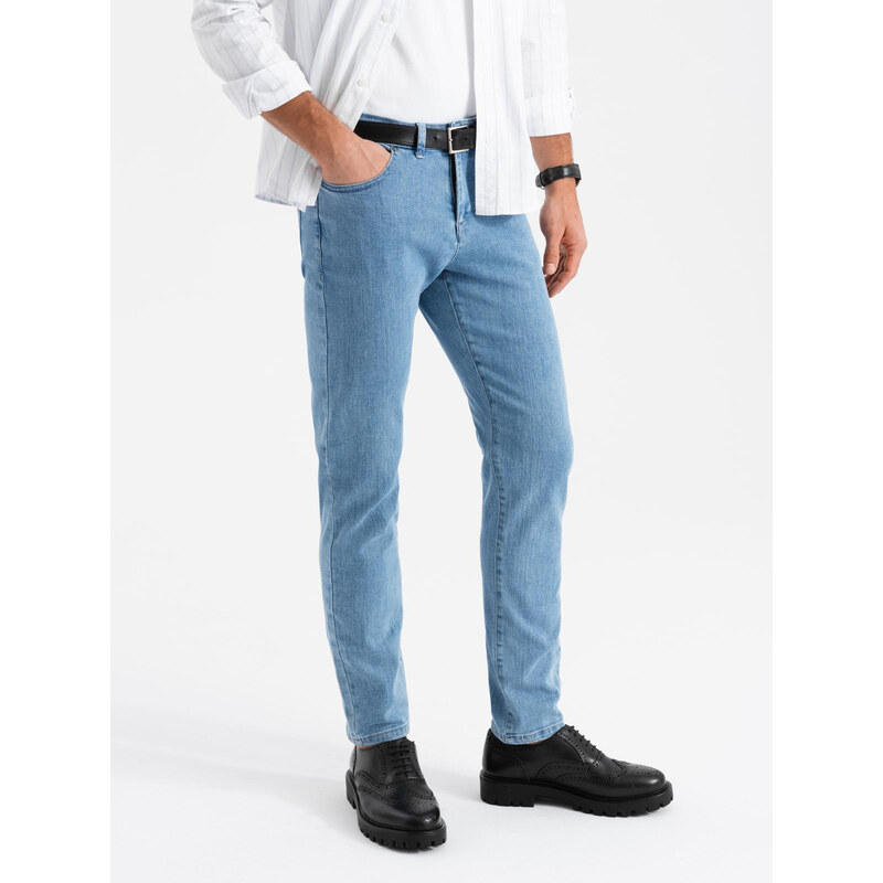 Ombre Classic mens SLIM FIT jeans with elastane - light blue