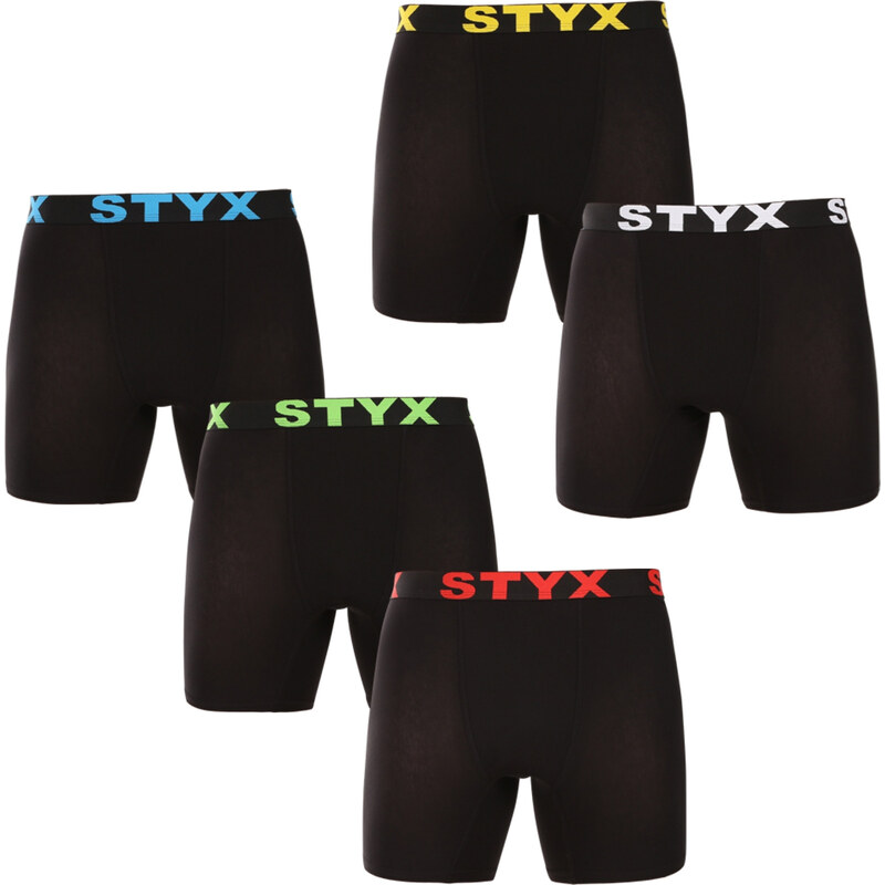 5PACK pánské boxerky Styx long sportovní guma černé (5UN9601)