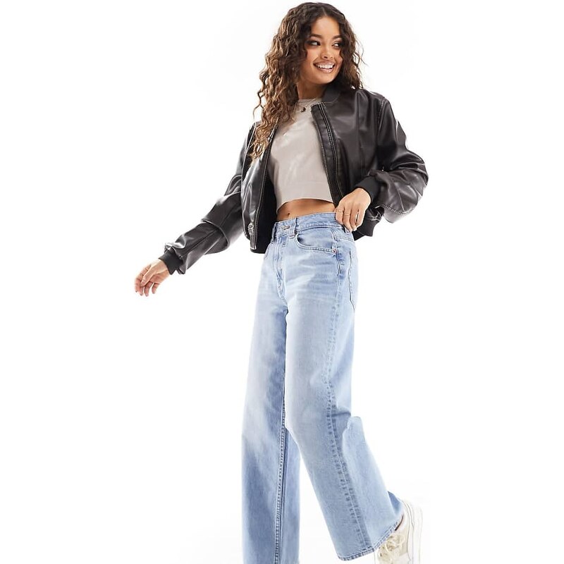 ASOS Petite ASOS DESIGN Petite wide leg dad jeans in blue wash