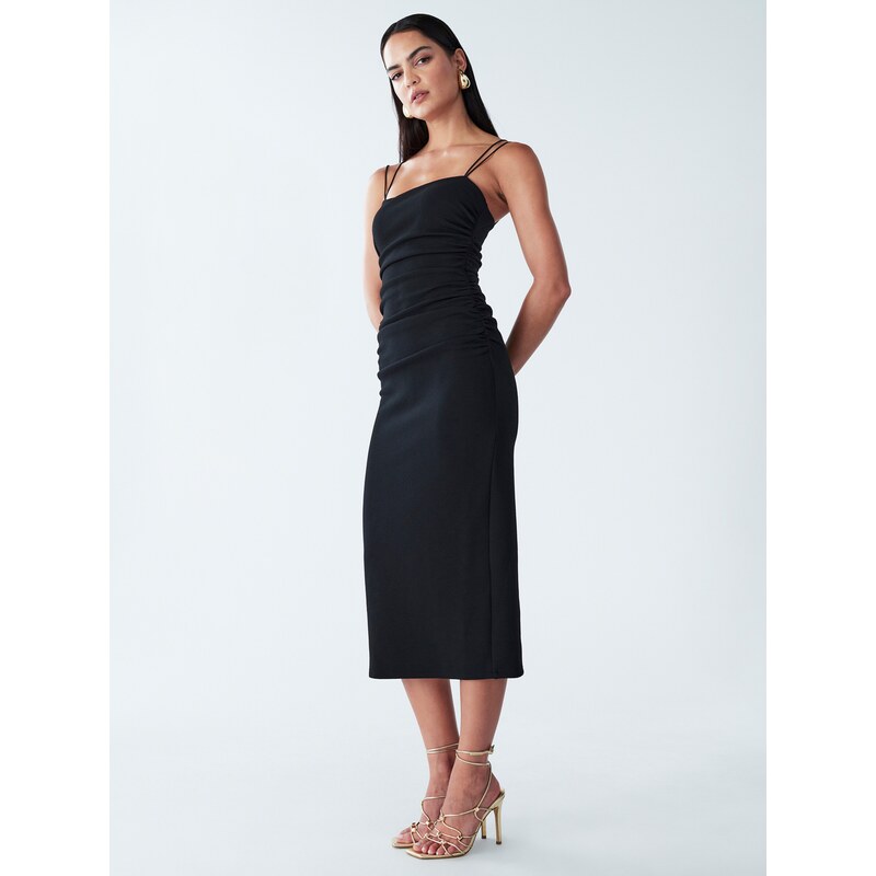 BWLDR Koktejlové šaty RYETTE MIDI DRESS černá 105401086